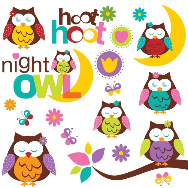 Vector Gratis koleksi desain burung hantu