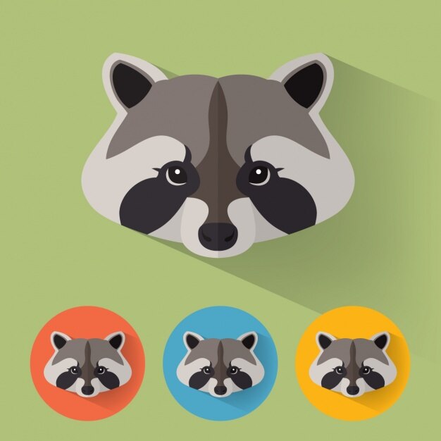 Vector Gratis koleksi desain rakun