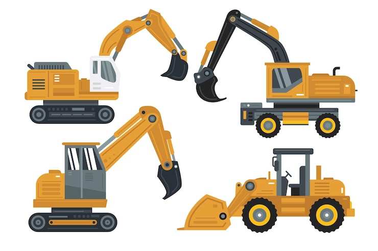 Vector Gratis koleksi ekskavator desain datar