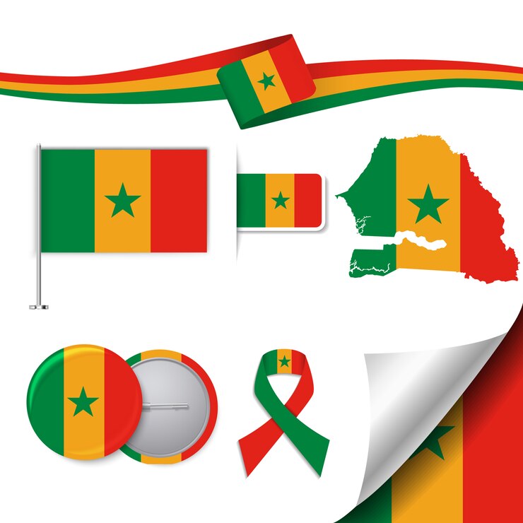 Vector Gratis koleksi elemen alat tulis dengan desain bendera senegal