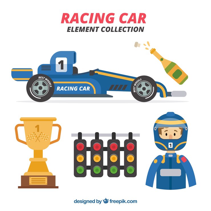Vector Gratis koleksi elemen formula 1 datar