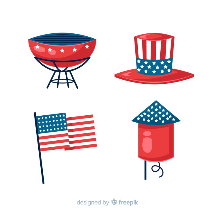 Vector Gratis koleksi elemen fourth of july