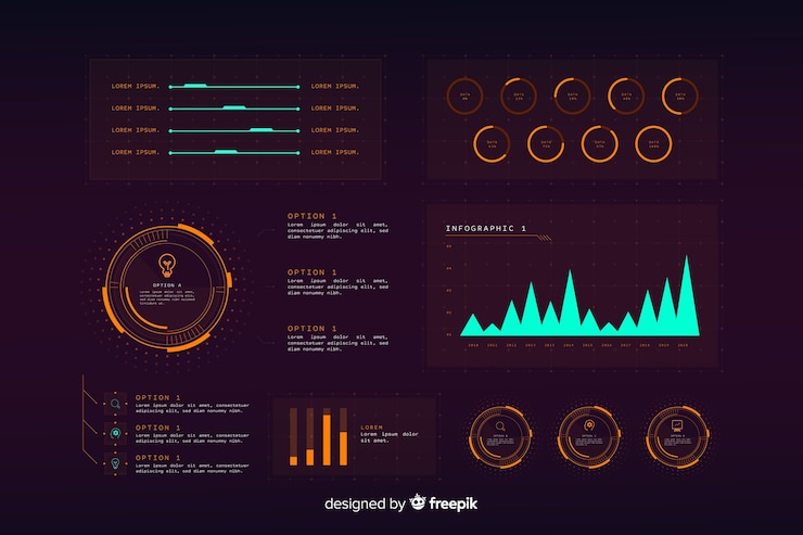 Vector Gratis koleksi elemen infografis holografik futuristik