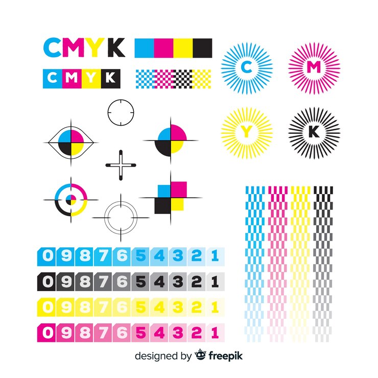 Vector Gratis koleksi elemen kalibrasi cmyk