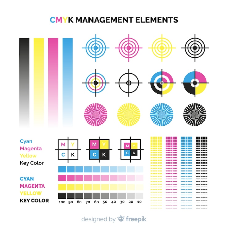 Vector Gratis koleksi elemen kalibrasi cmyk
