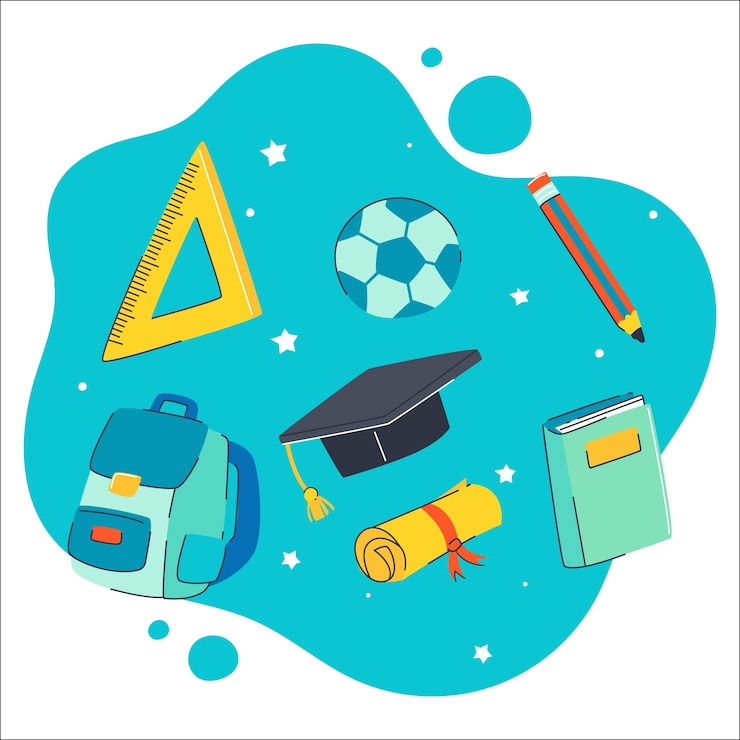 Vector Gratis koleksi elemen kembali ke sekolah yang digambar tangan