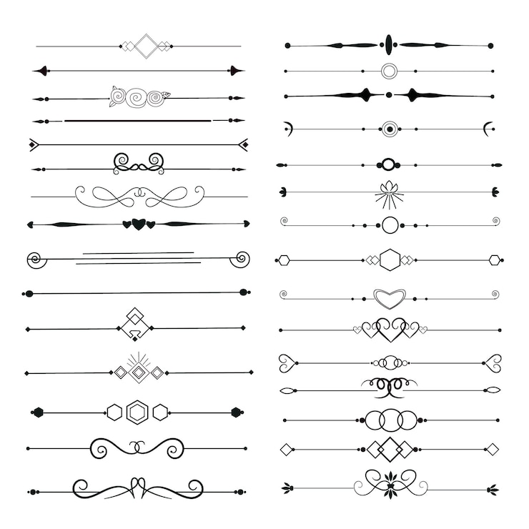 Vector Gratis koleksi elemen ornamen kaligrafi