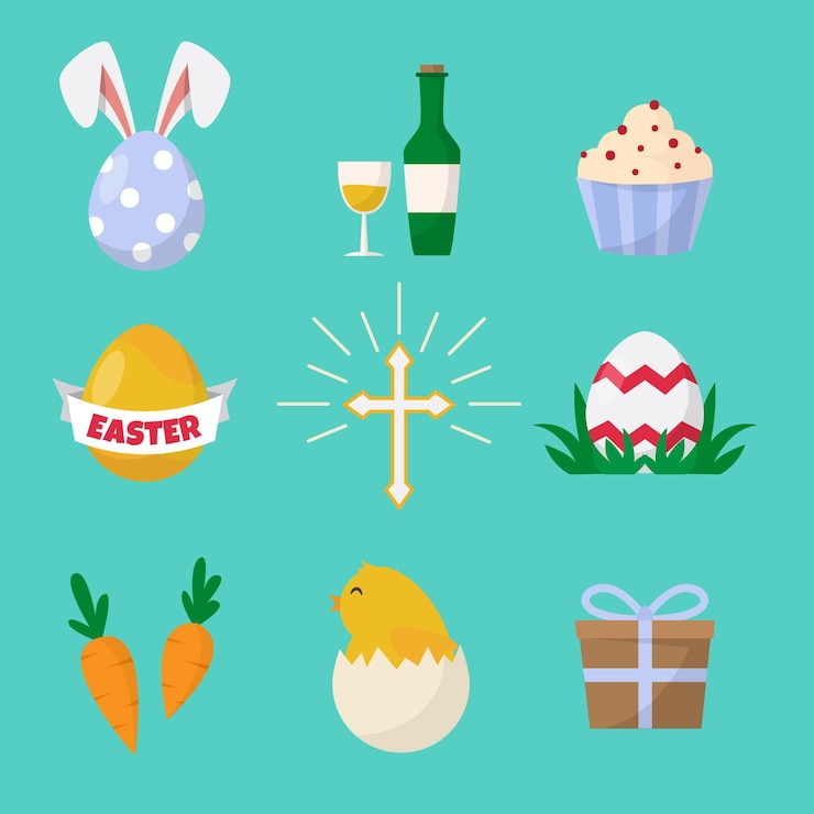 Vector Gratis koleksi elemen paskah digambar tangan