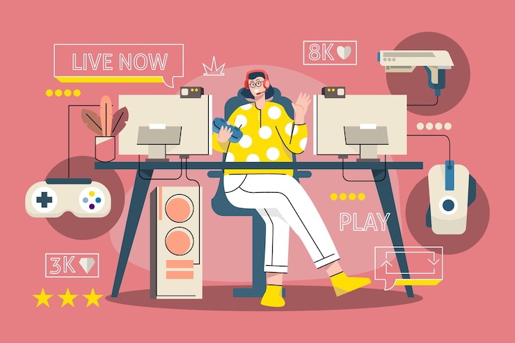 Vector Gratis koleksi elemen streamer game datar organik