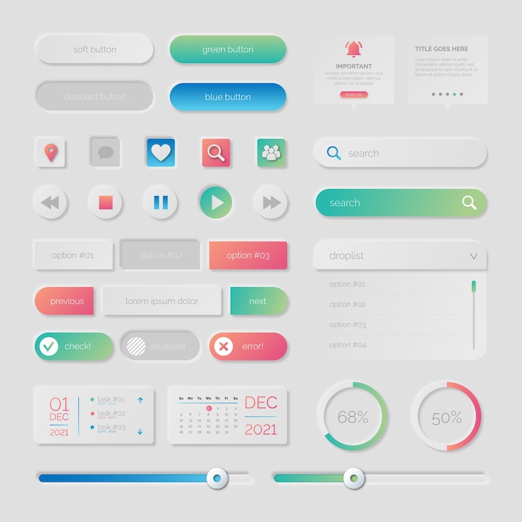 Vector Gratis koleksi elemen ui kit gradien