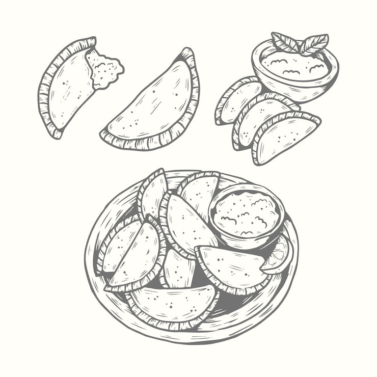 Vector Gratis koleksi empanada digambar tangan