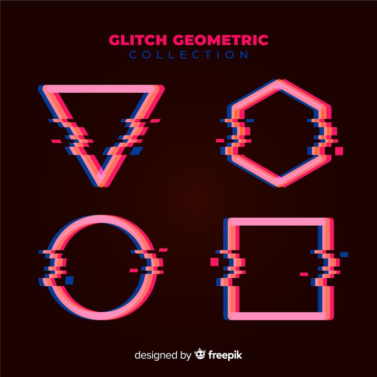 Vector Gratis koleksi glitch geometris