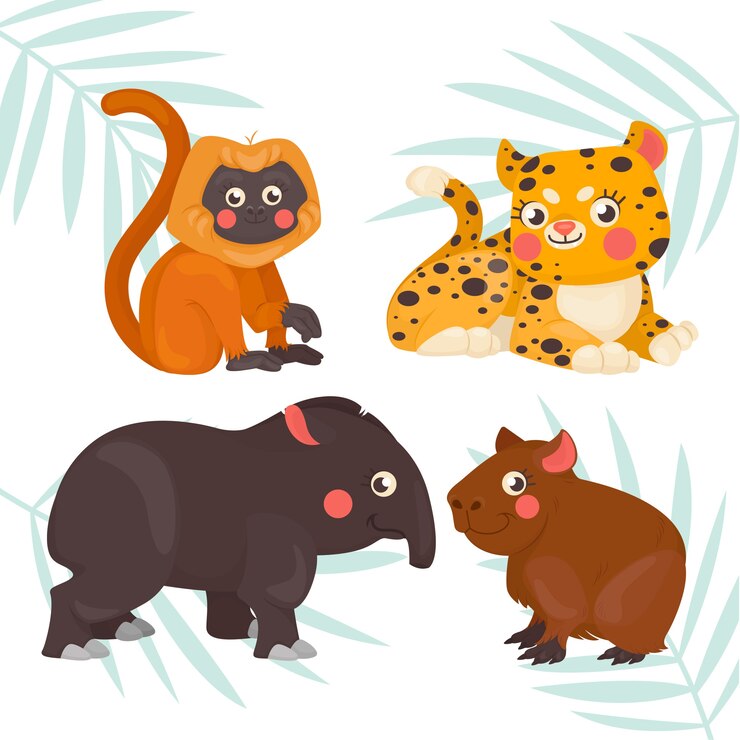 Vector Gratis koleksi hewan liar digambar tangan