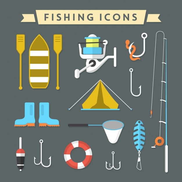 Vector Gratis koleksi ikon memancing