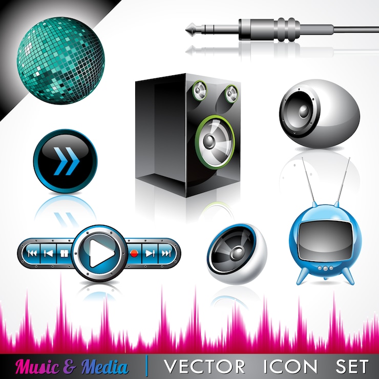 Vector Gratis koleksi ikon musik