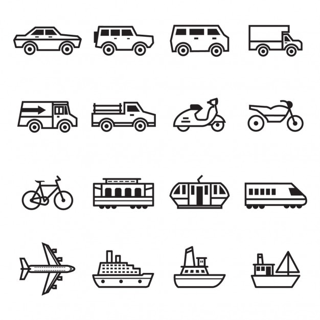 Vector Gratis koleksi ikon transportasi