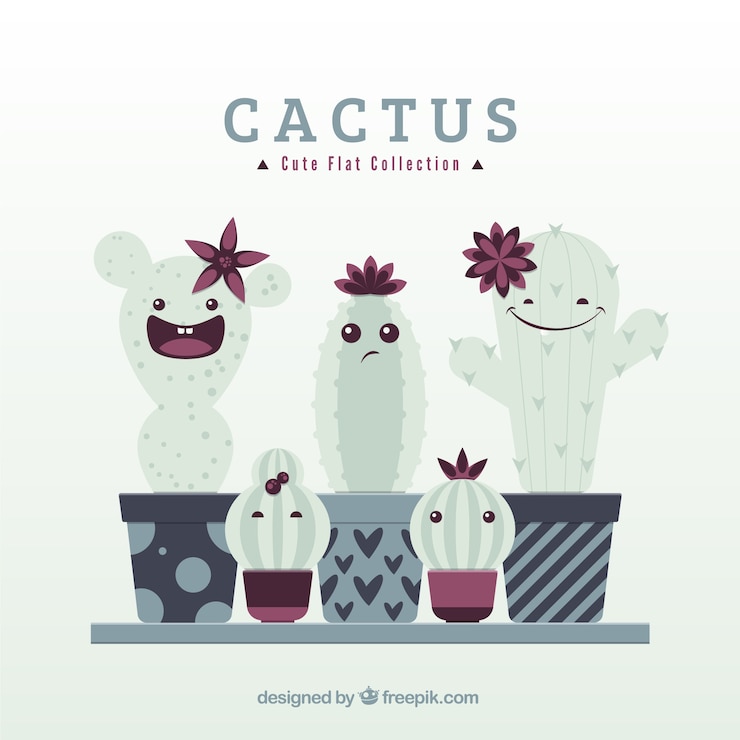 Vector Gratis koleksi kaktus lucu