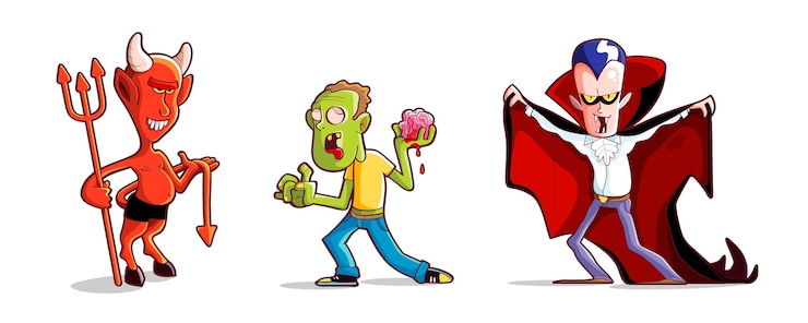 Vector Gratis koleksi karakter halloween digambar tangan