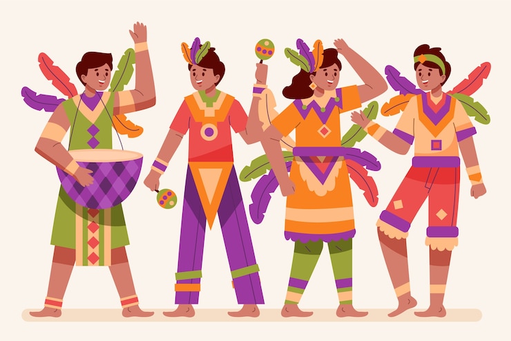 Vector Gratis koleksi karakter karnaval brazilian datar