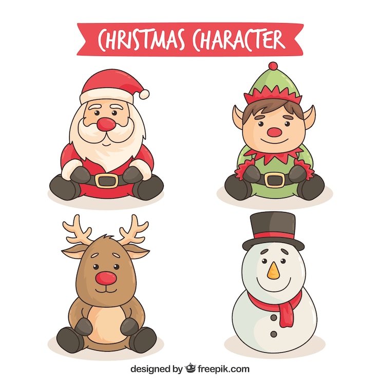 Vector Gratis koleksi karakter natal lucu