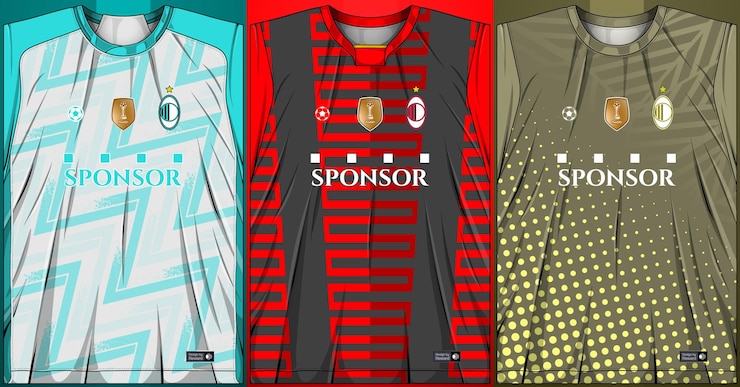 Vector Gratis koleksi kaus olahraga - kit sepak bola untuk sublimasi