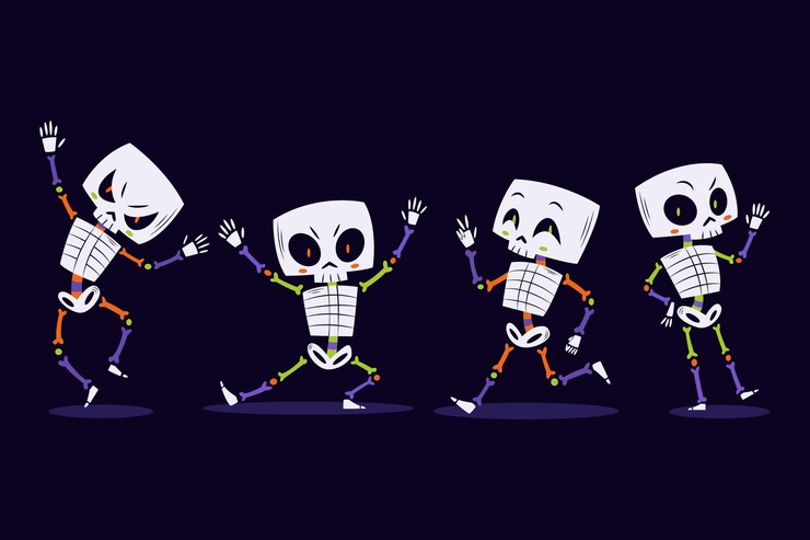 Vector Gratis koleksi kerangka halloween digambar tangan