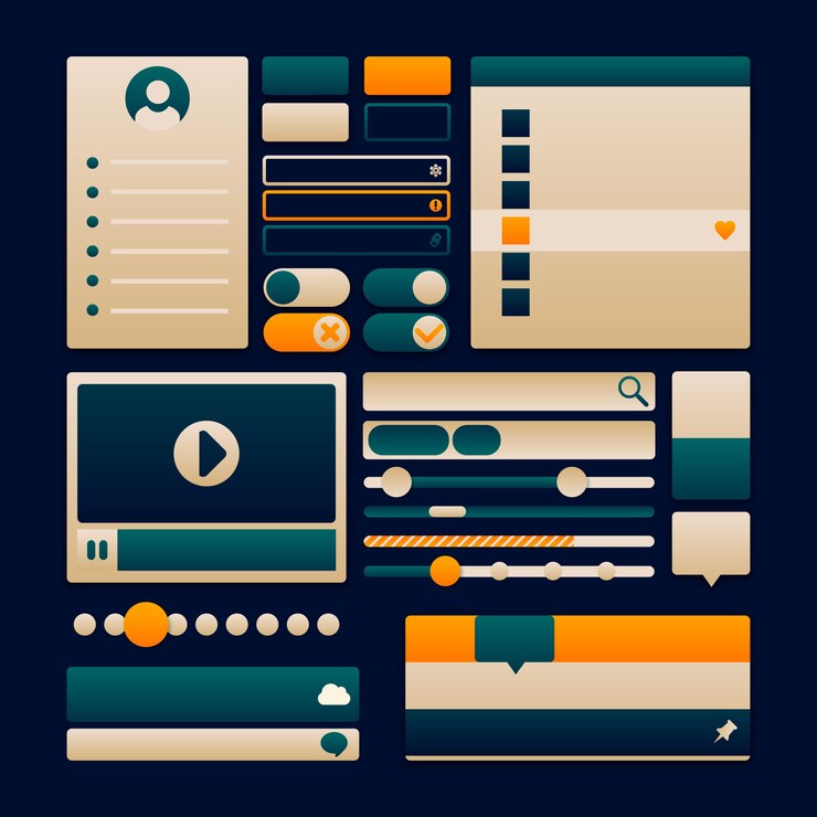 Vector Gratis koleksi kit ui berwarna gradien