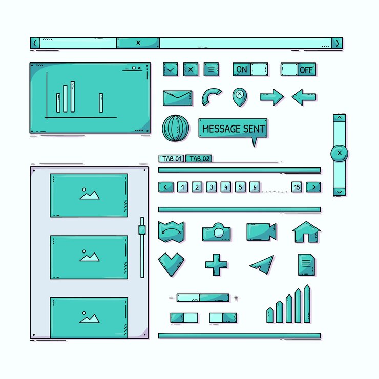 Vector Gratis koleksi kit ui datar digambar tangan
