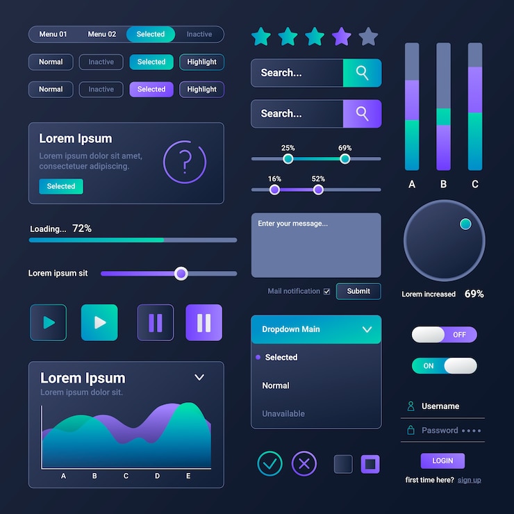 Vector Gratis koleksi kit ui gradien