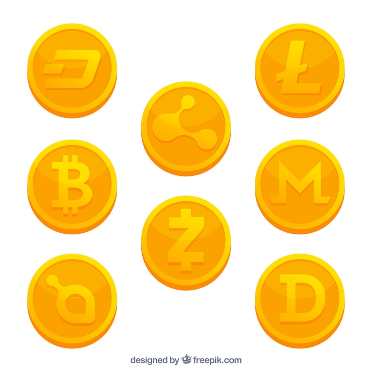 Vector Gratis koleksi koin mata uang kripto