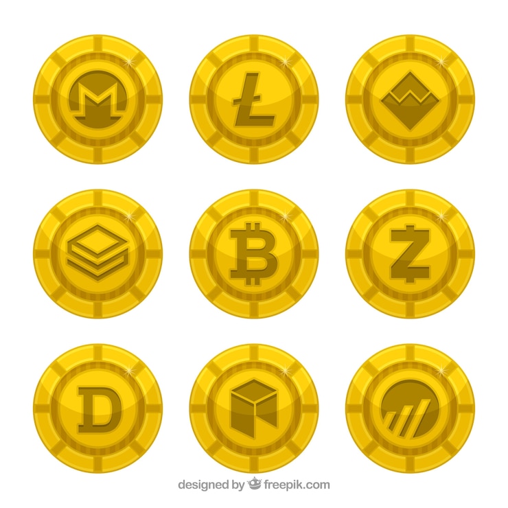 Vector Gratis koleksi koin mata uang kripto