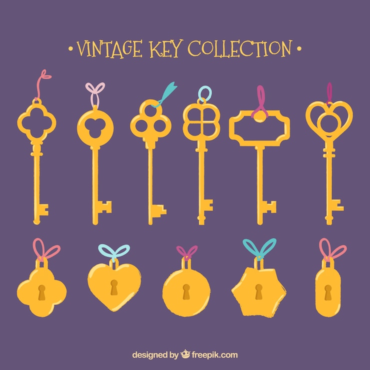 Vector Gratis koleksi kunci vintage