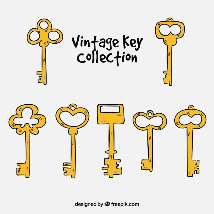 Vector Gratis koleksi kunci vintage