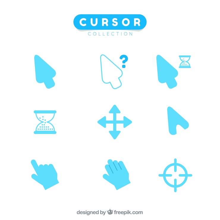 Vector Gratis koleksi kursor biru muda