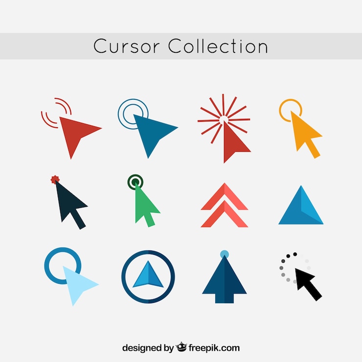 Vector Gratis koleksi kursor warna-warni
