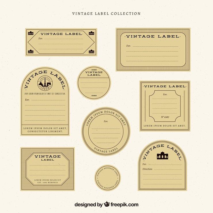 Vector Gratis koleksi label dalam gaya vintage