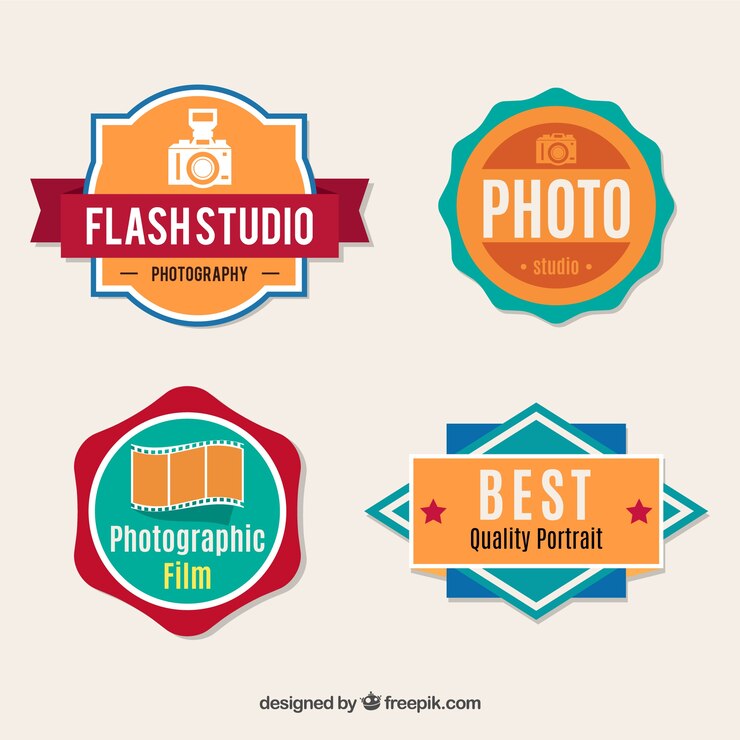 Vector Gratis koleksi label fotografi