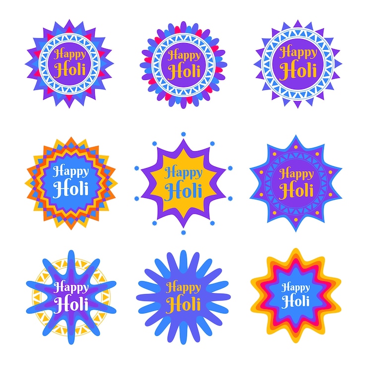 Vector Gratis koleksi label holi datar