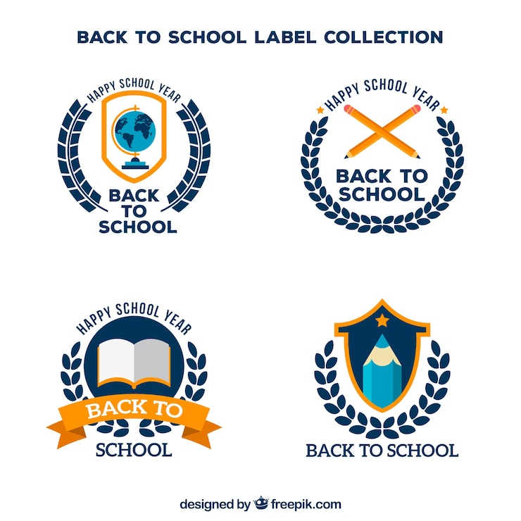 Vector Gratis koleksi label kembali ke sekolah dengan elemen