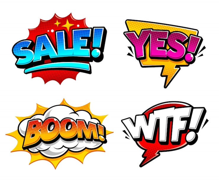Vector Gratis koleksi label komik warna-warni