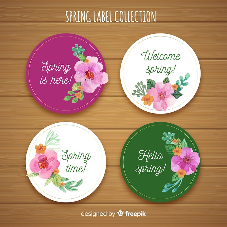 Vector Gratis koleksi label musim semi