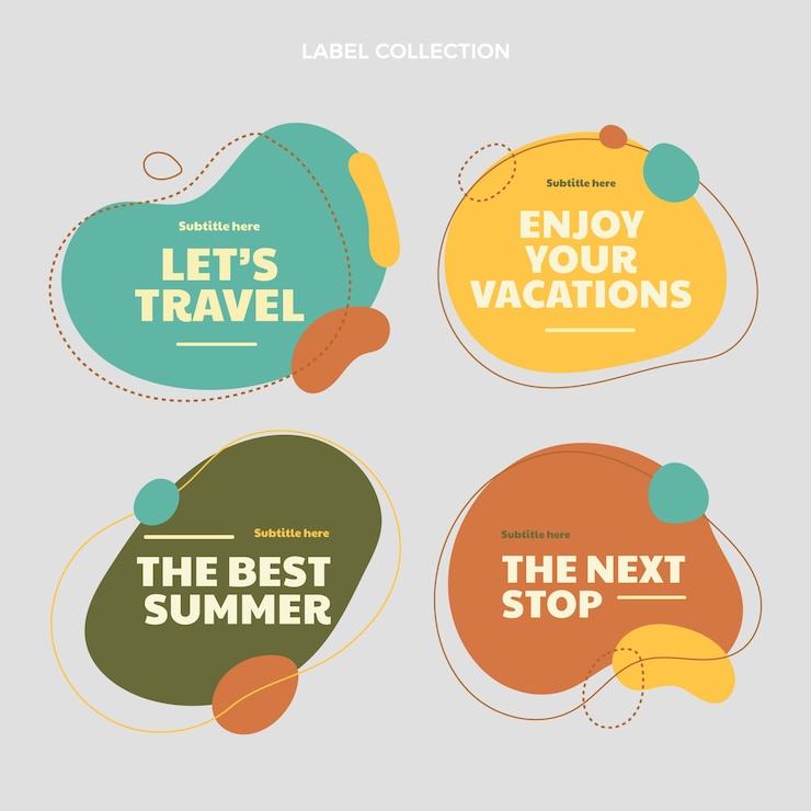 Vector Gratis koleksi label perjalanan desain datar
