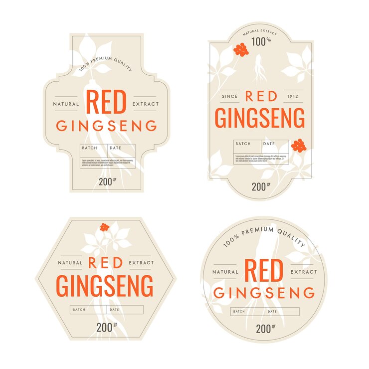 Vector Gratis koleksi label stoples ginseng