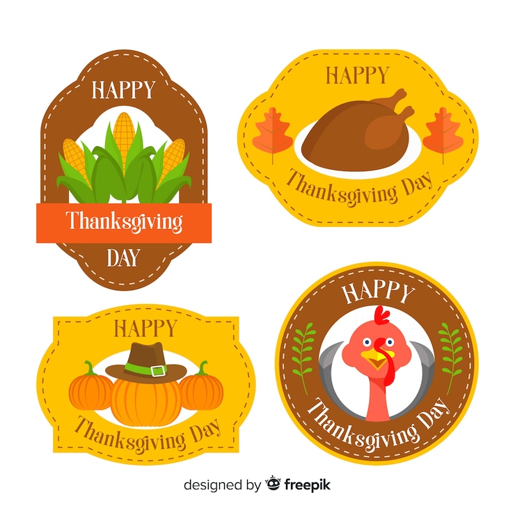 Vector Gratis koleksi label vintage hari thanksgiving
