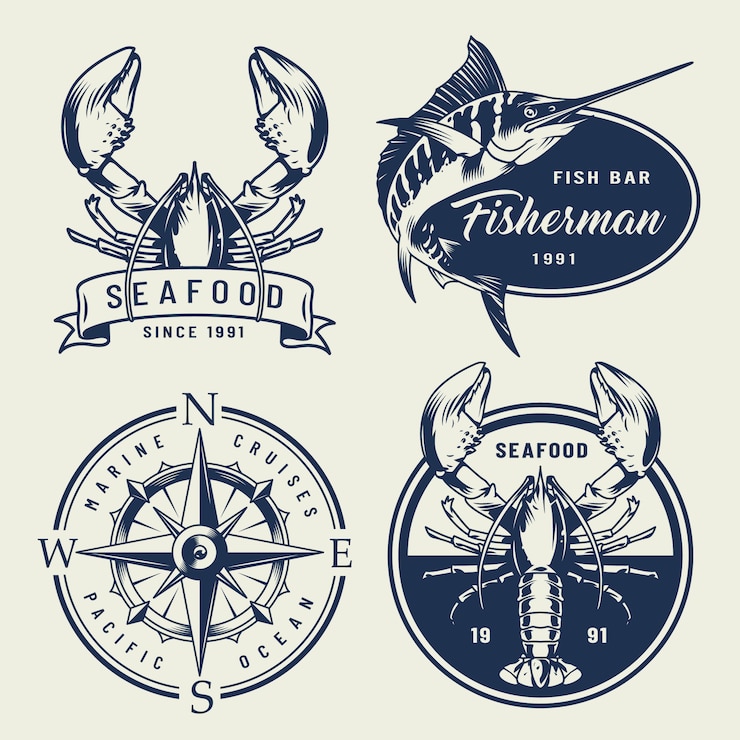 Vector Gratis koleksi lambang laut vintage