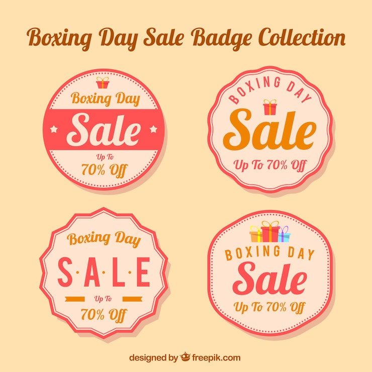 Vector Gratis koleksi lencana bundar untuk hari boxing