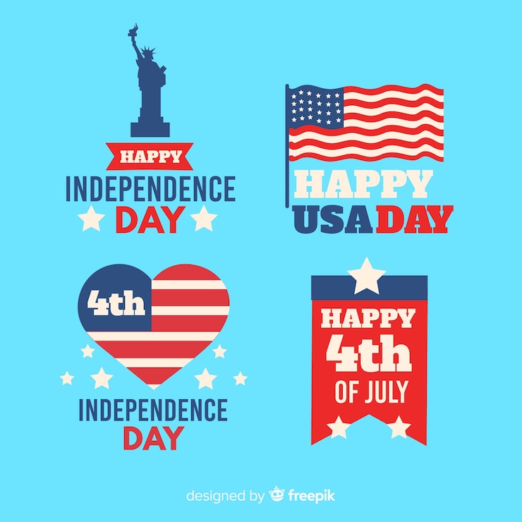 Vector Gratis koleksi lencana hari kemerdekaan amerika serikat