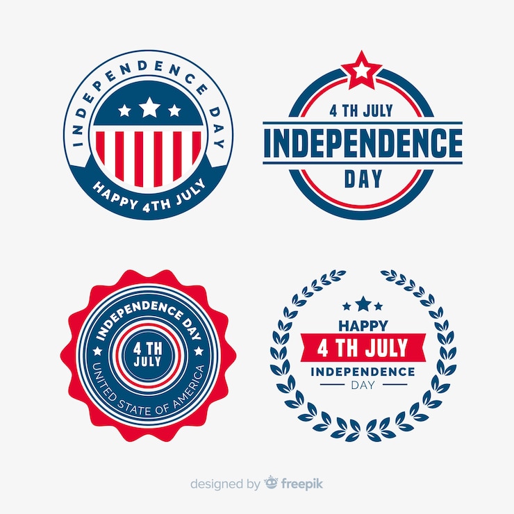 Vector Gratis koleksi lencana hari kemerdekaan amerika serikat