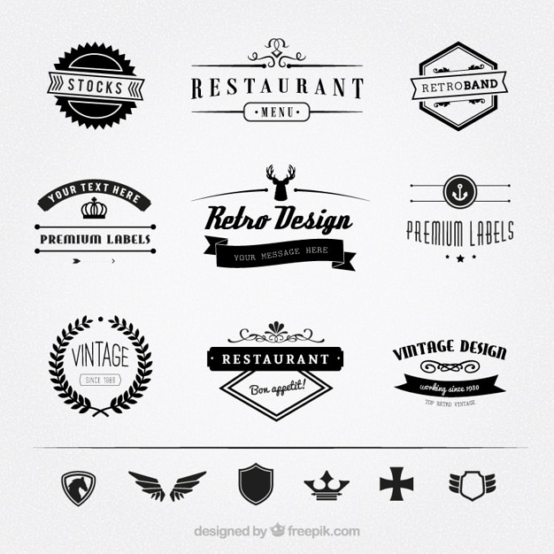 Vector Gratis koleksi lencana retro