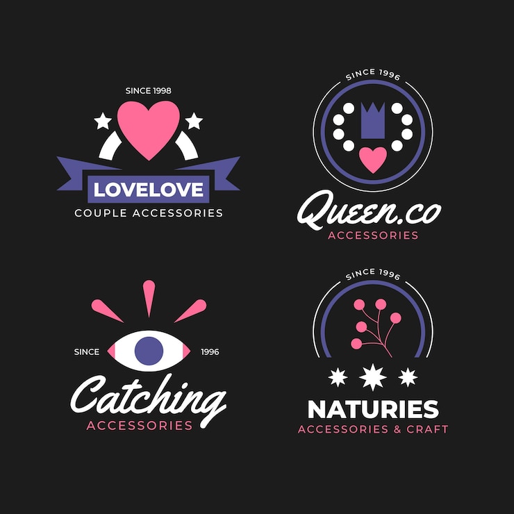 Vector Gratis koleksi logo aksesori fesyen desain datar